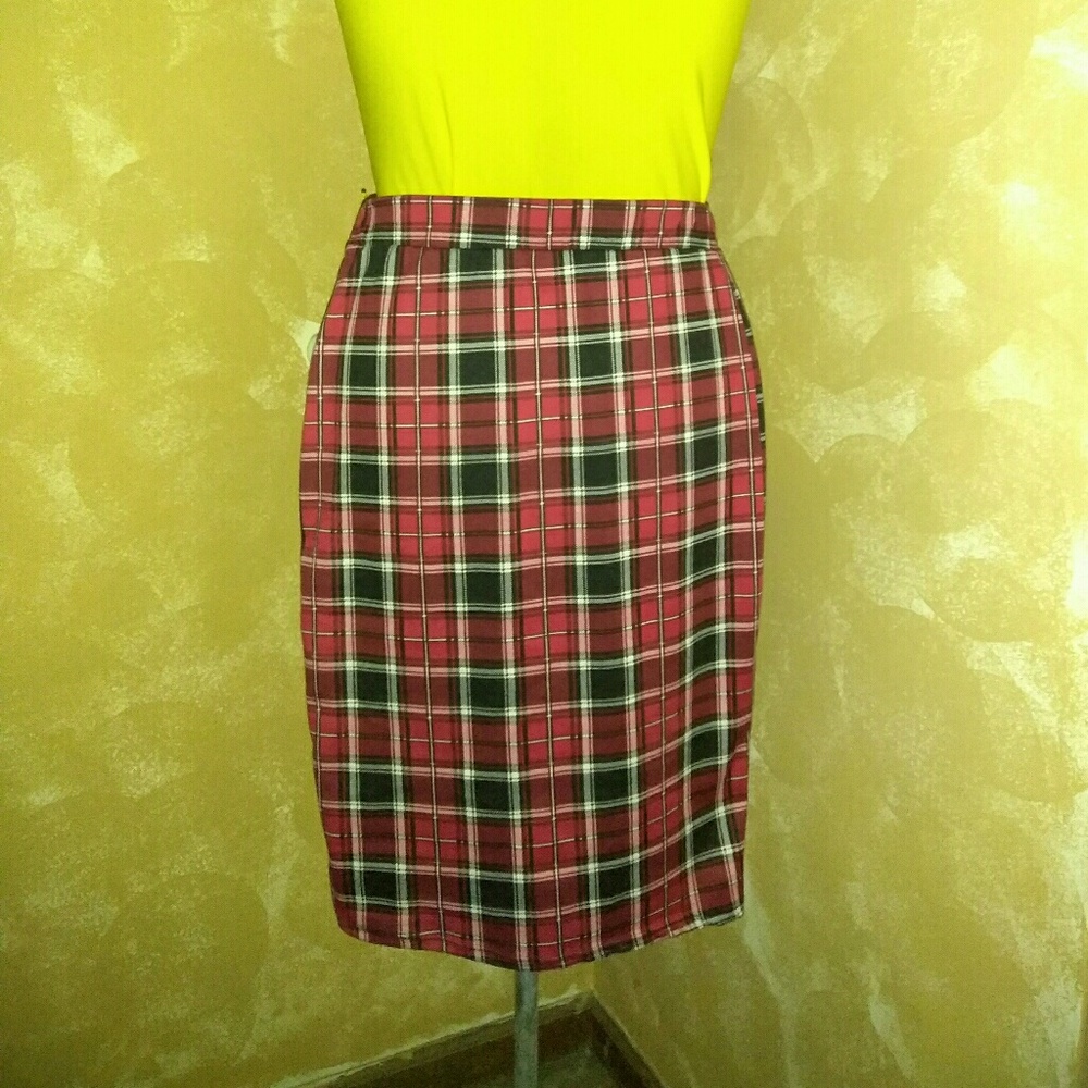 Plaid Pencil Skirt